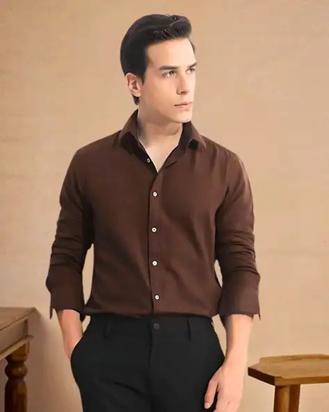 Men Spread-Collar Regular Fit Shirt