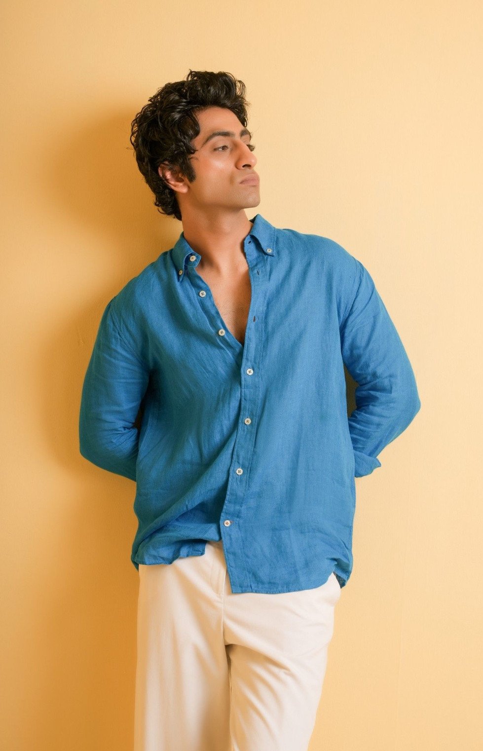 Aegean sky linen shirt