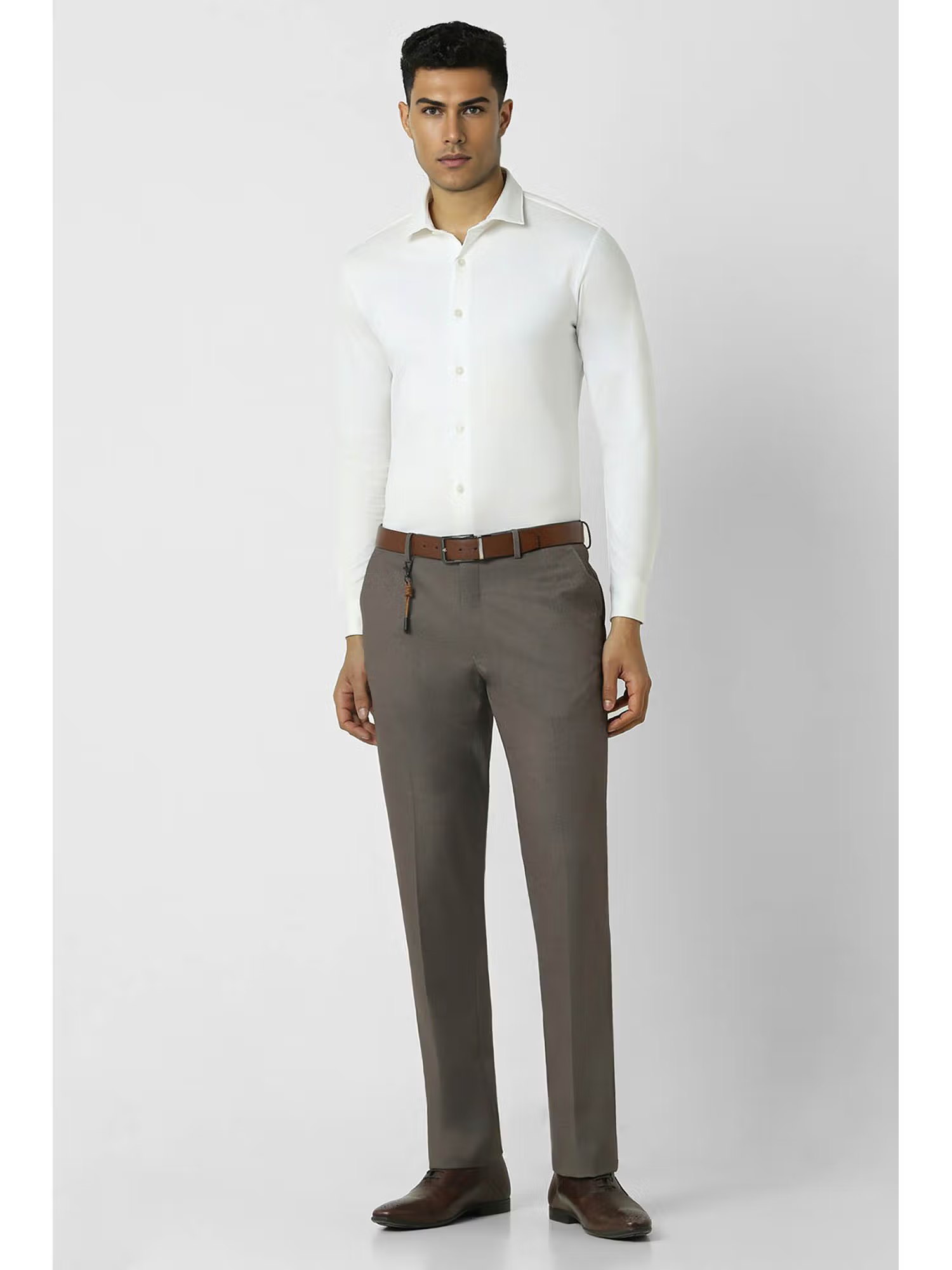 Men Grey Textured Slim Fit Trouser