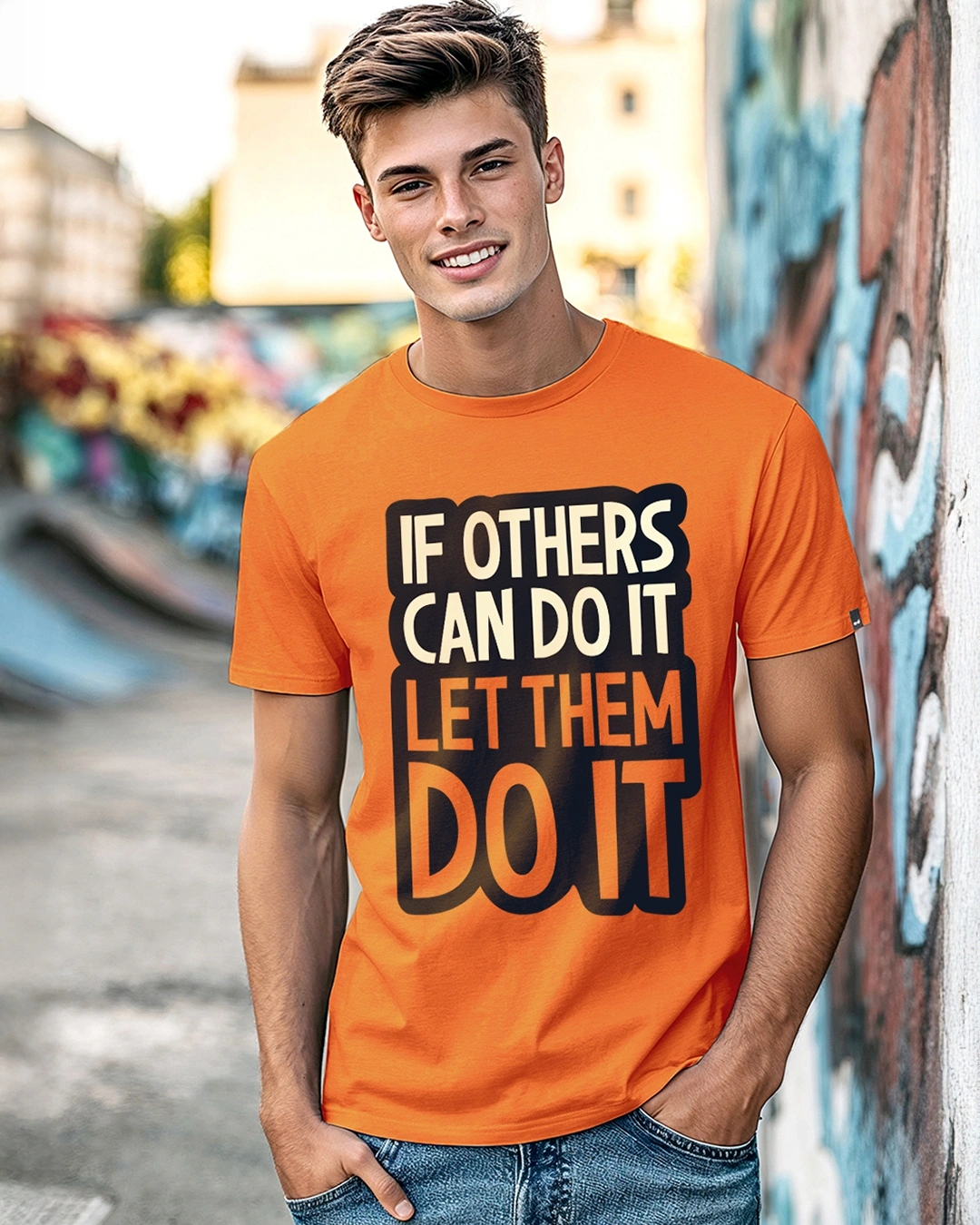 Men's Caramel Orange If Others Typography T-shirt