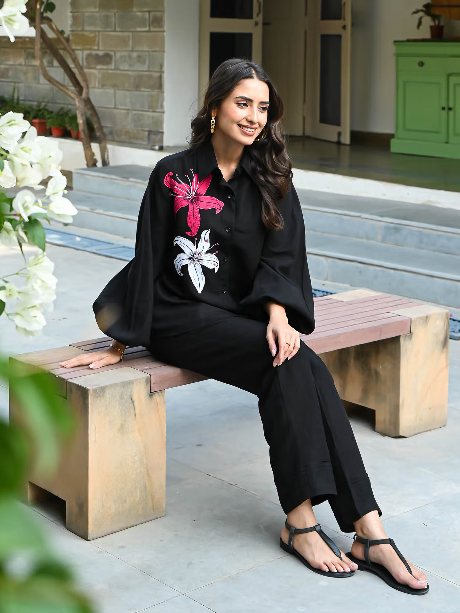 Black Embroidered Noir Ensemble Co-Ord (Set of 2)