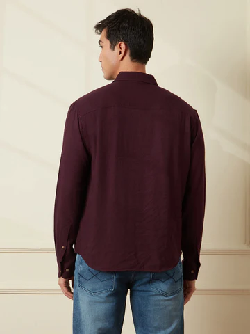 Textured Comfort Fit Shirt | Maroon