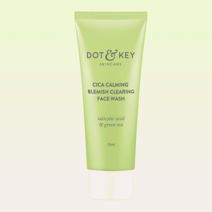 Dot & Key Cica 2% Salicylic Acid Face Wash for Oily, Acne Prone Skin, With Green Tea I Anti Acne Face Wash | Acne Clearing Sulphate Free Face Wash for Men & Women | 15ml