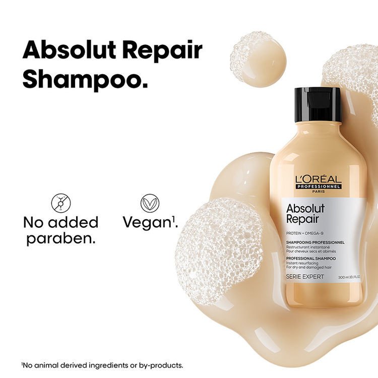 L'Oréal Professionnel Absolut Repair Shampoo For Dry and Damaged Hair With Protein & Omega-9 (300ml)