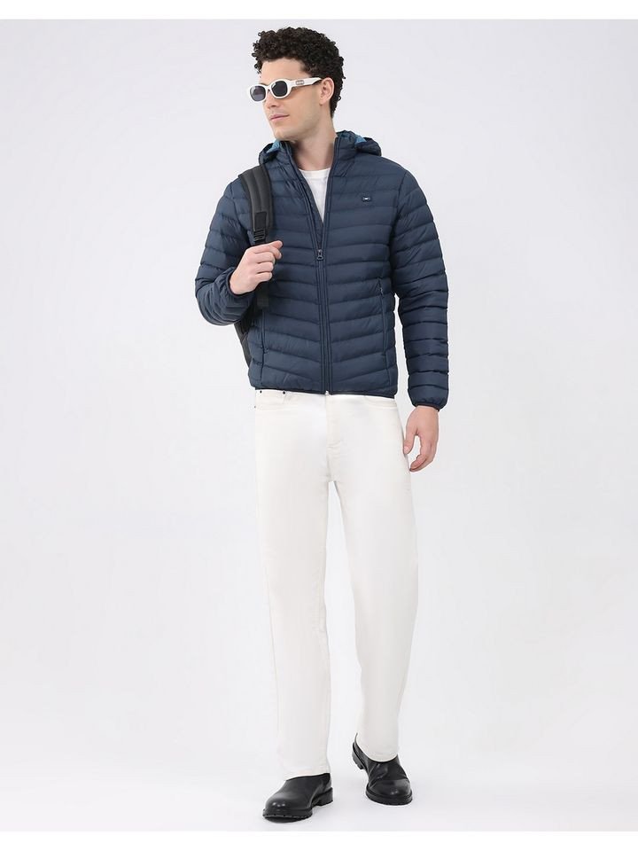 MONTE CARLO Men Hood Full Sleeve Navy Blue Jacket