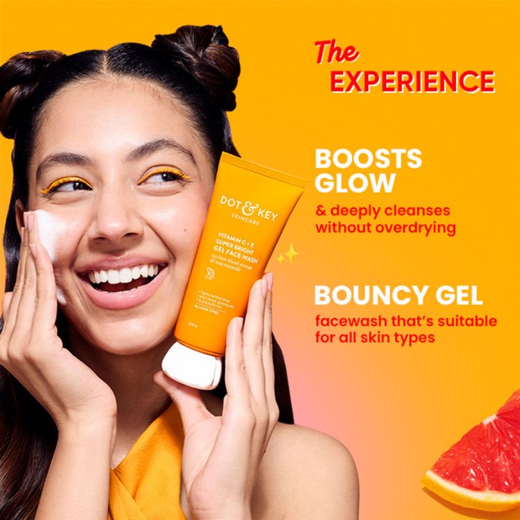 Dot & Key Vitamin C+E Super Bright Gel Face Wash, Sicilian Blood Orange & Niacinamide