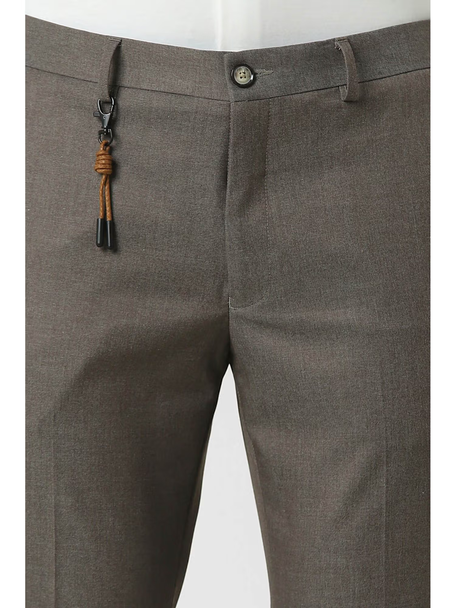 Men Grey Textured Slim Fit Trouser