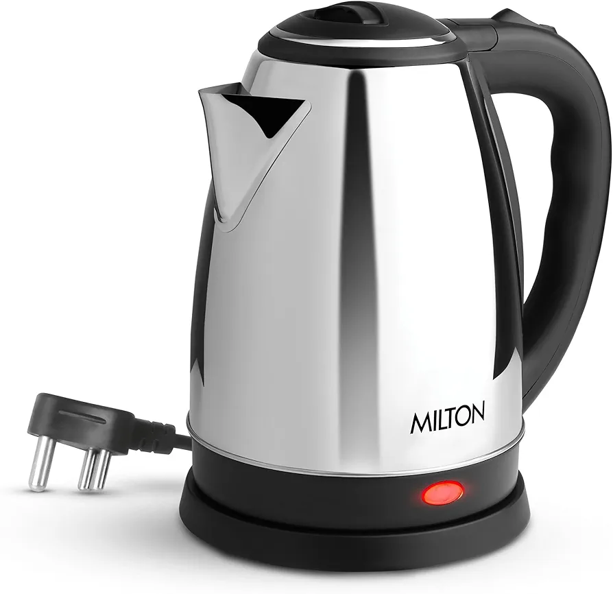 MILTON Appliances Go Electric Kettle 1.8 Litre I 3X Protection - Dry Boil, Auto Shut Off, Overheat I 1350 Watt I Super Fast Boiling I Stainless Steel I 360° Power Base I 1 Year Warranty