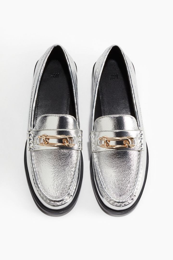 H&M Women Silver Loafers