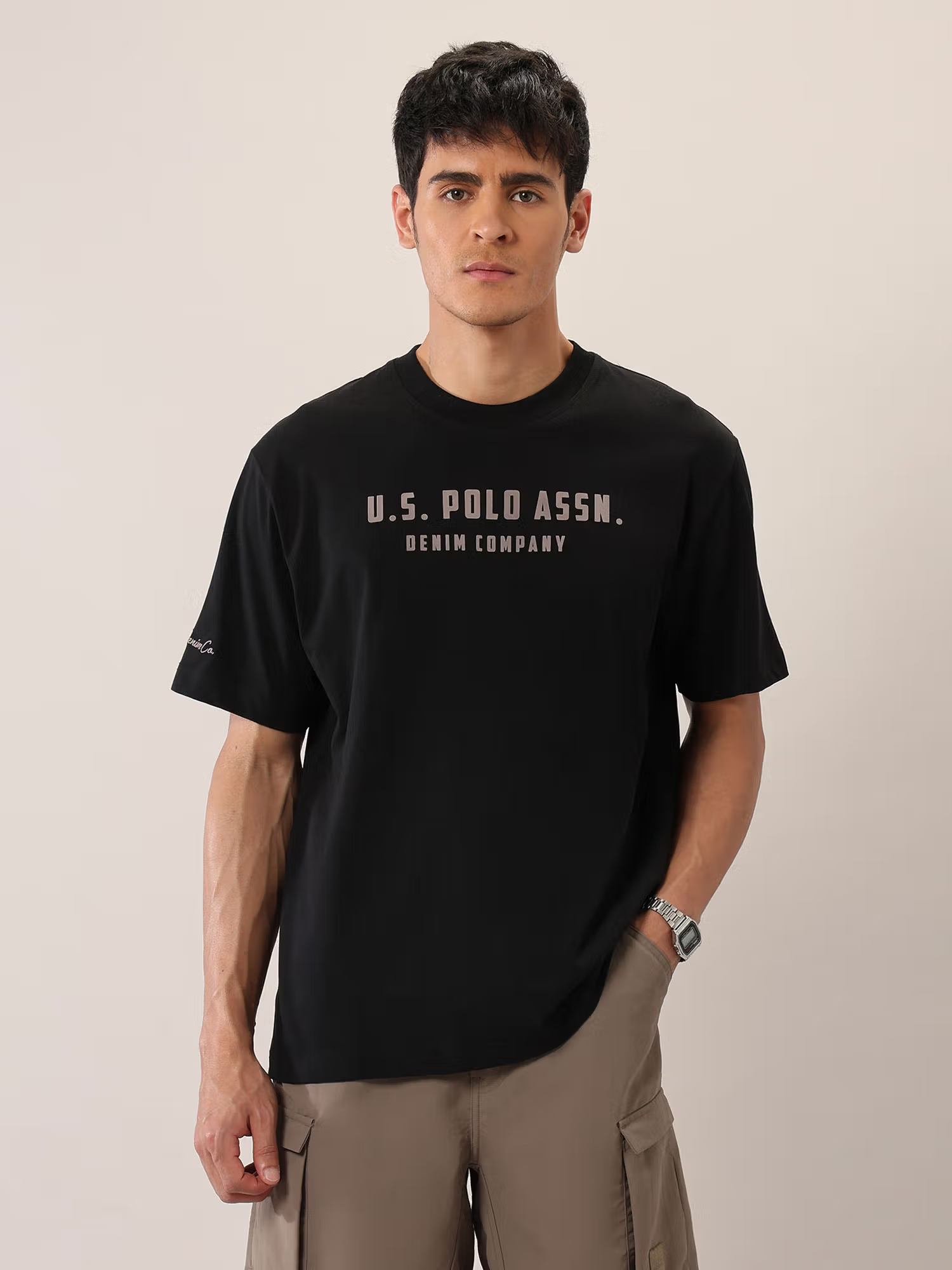 Men'S Brand Printed Oversized Fit T-Shirt