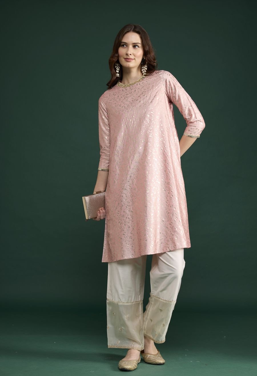 Pink Foil Print Kurta Nani's Almari