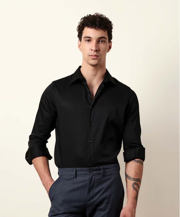 Men Solid Casual Full-Sleeve Shirt