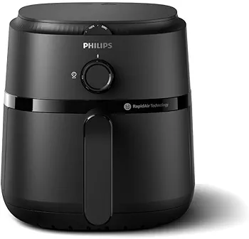 PHILIPS Air Fryer NA120/00, uses up to 90% less fat, 1500W, 4.2 Liter, with Rapid Air Technology (Black), Large