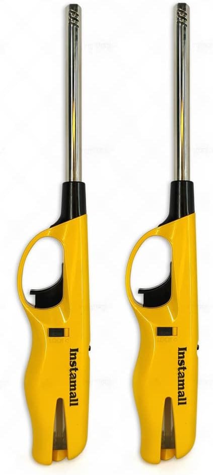 Plastic Adjustable Flame Lighter for Kitchen Stove,Candles, Refillable, Pack of 2 (Yellow)