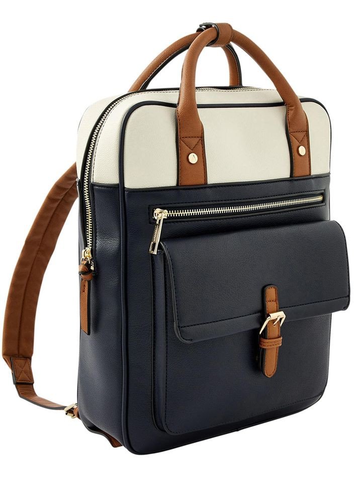 Womens Faux Leather Dark Multi Color Harrie Backpack