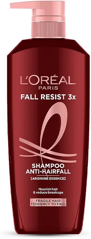 LOreal Paris Fall Resist 3X Anti-Hairfall Shampoo with Arginine Essence For Weak Hair with Tendency to Fall and Hair Thinning, Reduces Hair Breakage and Nourishes Roots