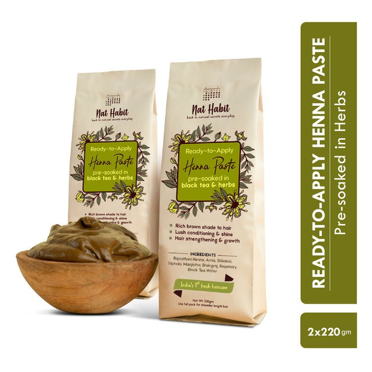 Ready-To-Apply Henna Paste Pre-Soaked In Black Tea, Rosemary Oil & Herbs - Dark Brown