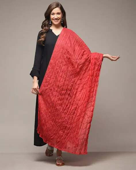 Women Crinkled Cotton Dupatta