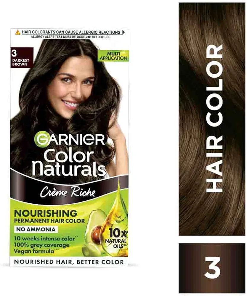 Garnier Color Naturals Crème hair color, Shade 3 Darkest Brown,