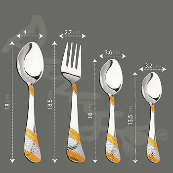 24 Pieces Premium Stainless Steel 24k Golden Cutlery Set, Home & Kitchen with Gift Box, 24 Karat Gold Plated (6 Pieces Each Table Spoons, Table Forks, Dinner Spoons & Tea Spoons)Leatherite Box