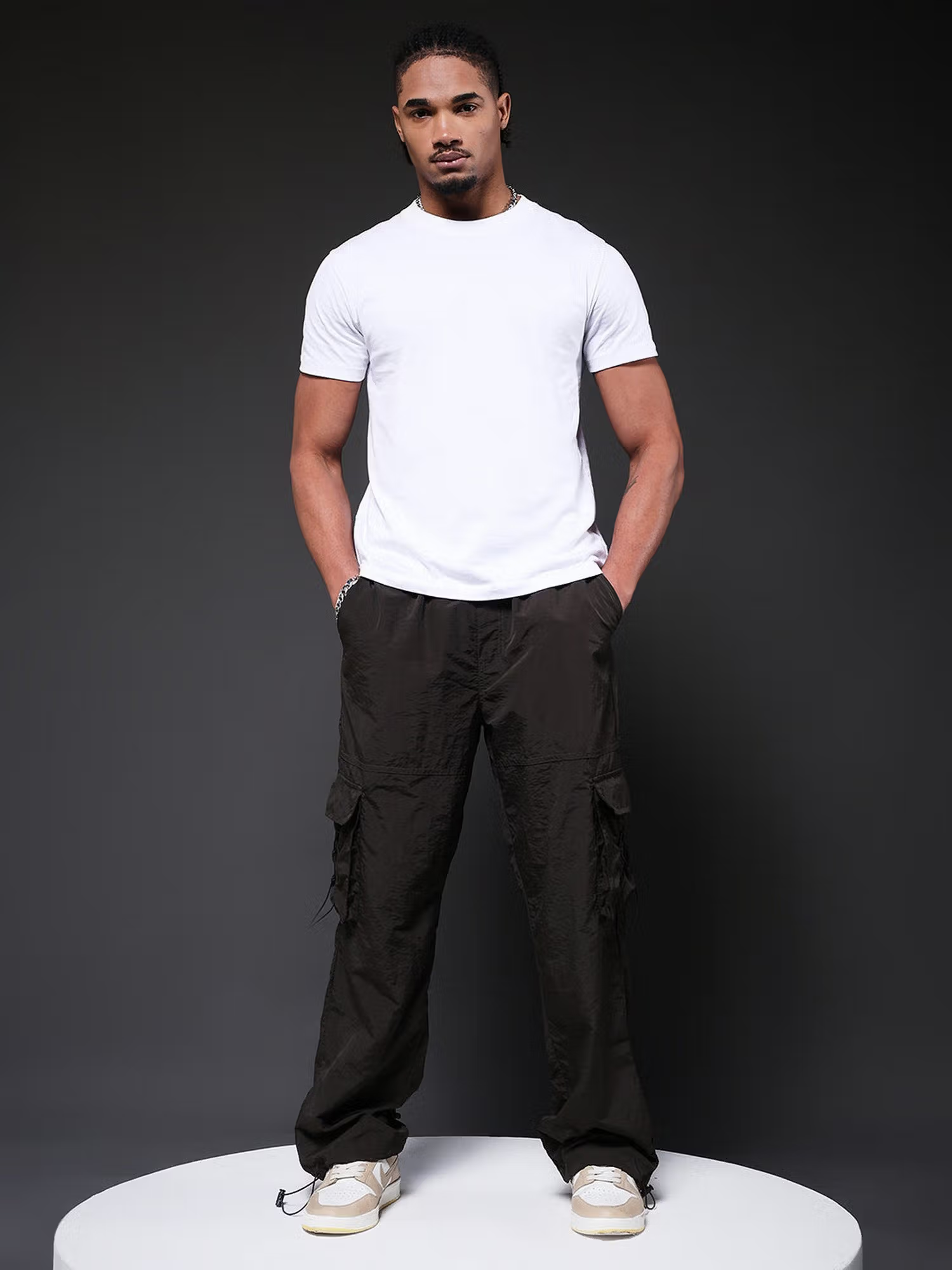 Men Black Solid Trackpant
