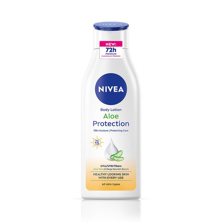 NIVEA Sunscreen lotion with SPF 15 & ALOEVERA- 5 in 1 COMPLETE CARE for 48H Moisturization MRP 275/-
