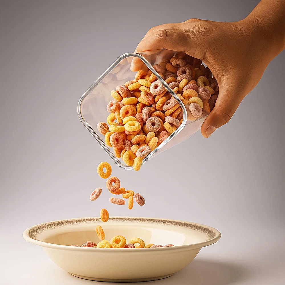 MILTON Square Premium Containers for Kitchen Storage Set of 6 (1100 ml each) Food Grade, BPA Free I Stackable, Transparent I Durable, Multi-purpose, Space Saving, Black