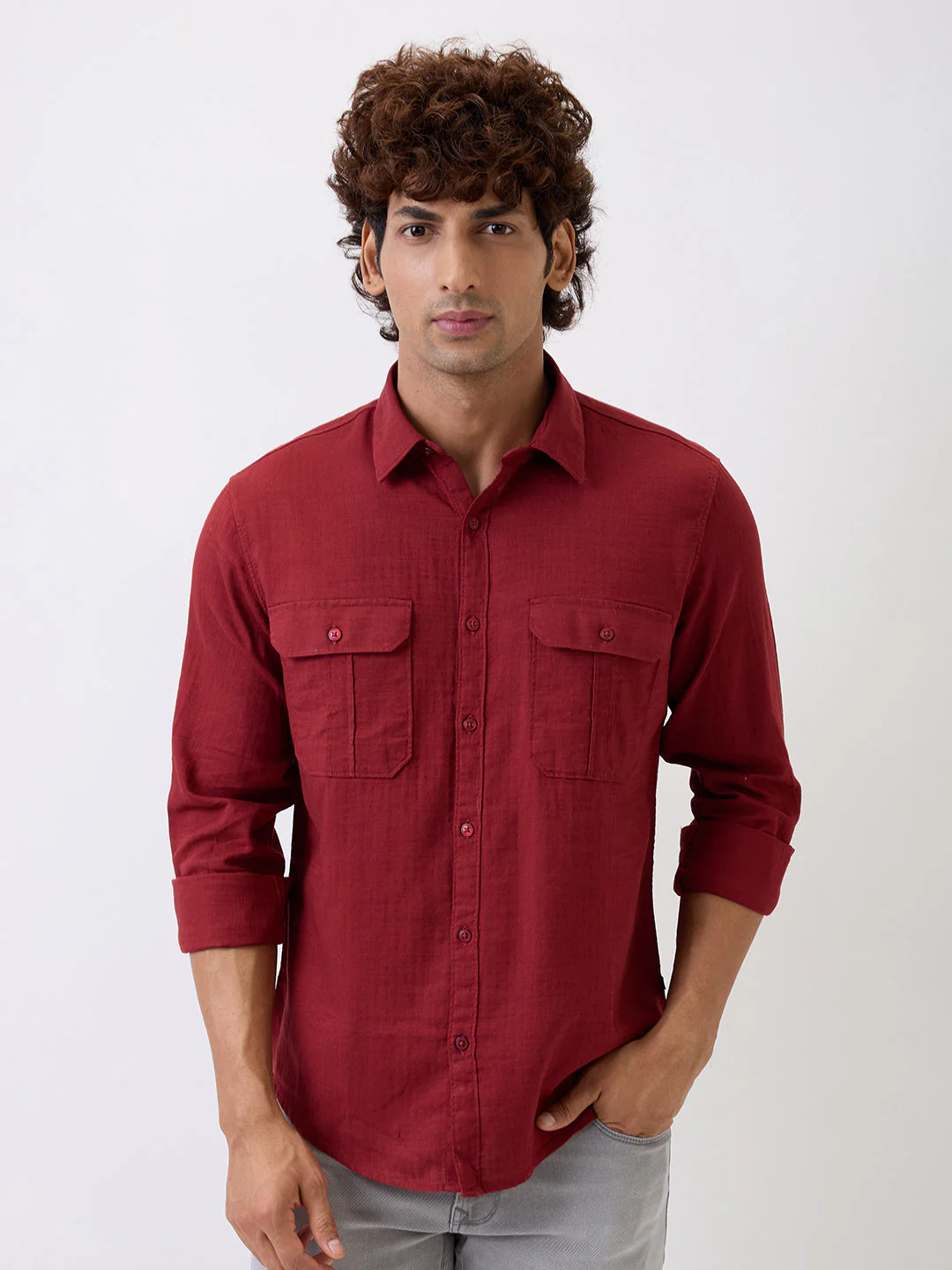 Men Shirt Red Slim Fit
