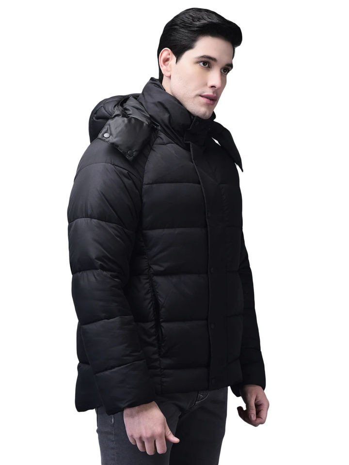 Woodland Men Black Solid Puffer Jacket