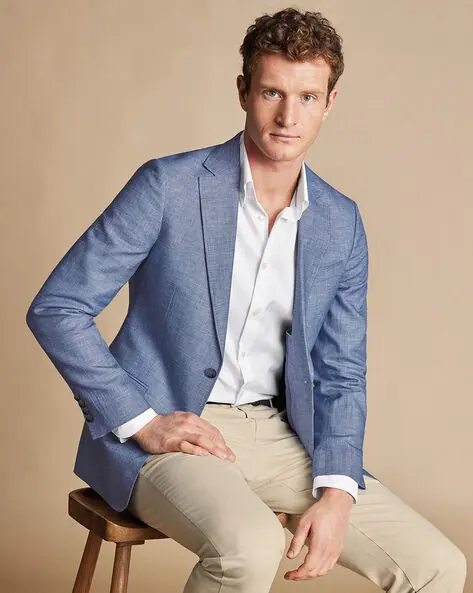 Men Linen Cotton Slim Fit Blazer Jacket