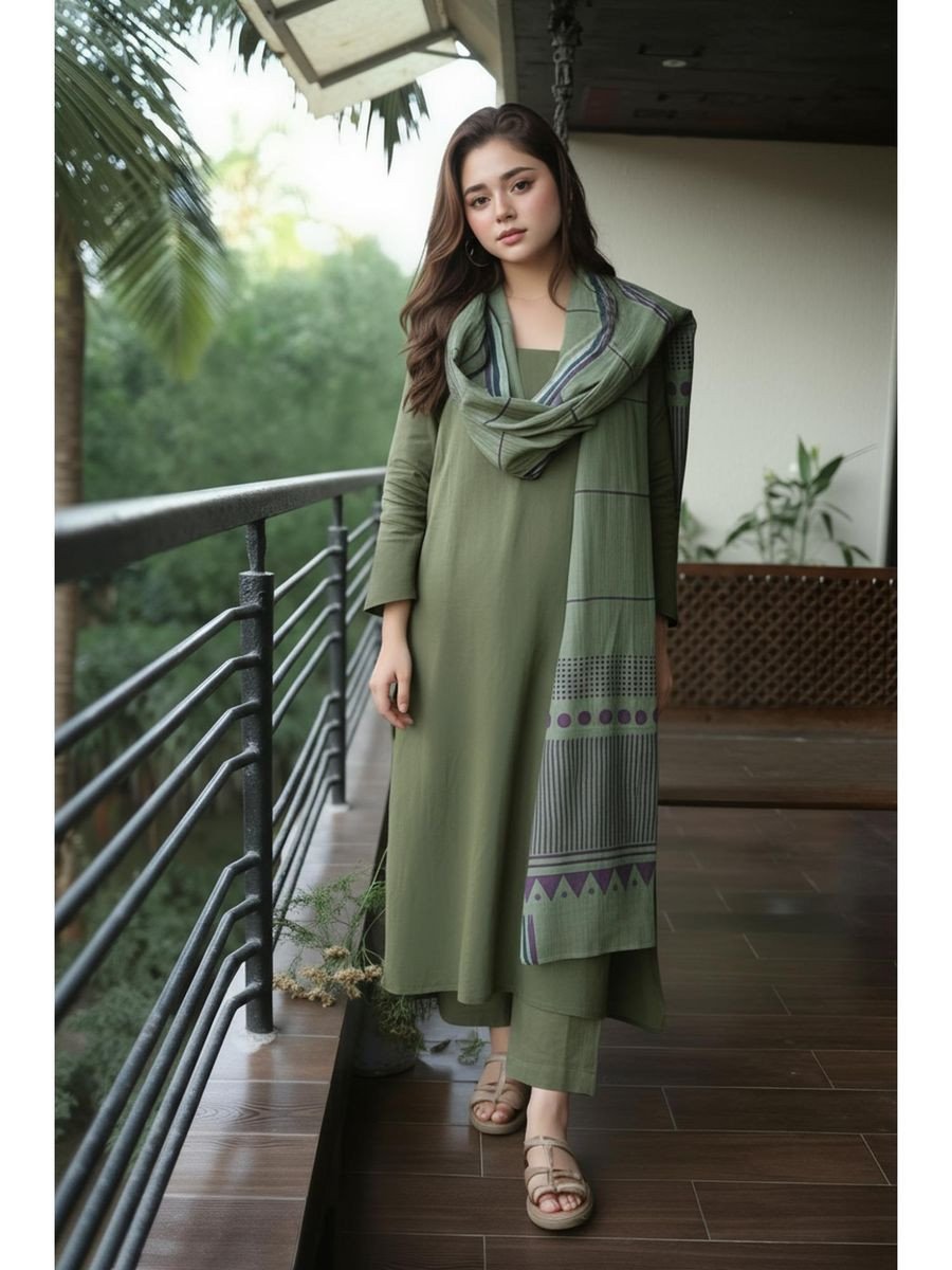Viscose Rayon Straight Solid Kurta with Pant & Dupatta