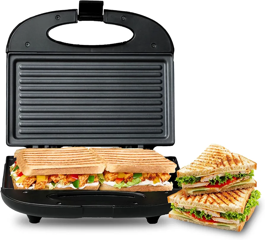MILTON Express 800 Watt Grill Sandwich Maker | Electric Toaster Griller Sandwich Maker | Non Stick Coating Grill Plates | Power Indicators | 1 Year Warranty | Black