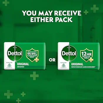 Dettol Original Bathing Soap Bar with 12 HR protective shield (400gm) | Kills 99.99% Germs, 100g (Pack of 4)