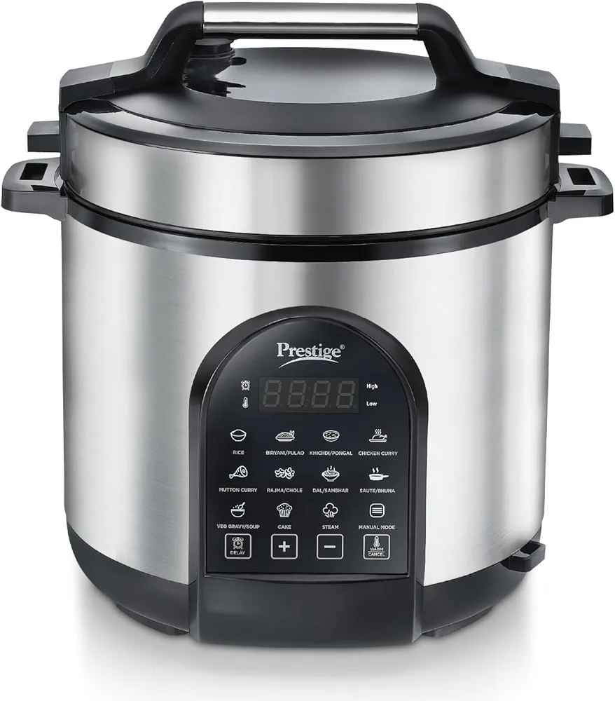 Prestige 6.0L Smart Cook Electric Cooker| 11 Pre-Set Indian Menu| Low Energy Consumption| Stainless Steel Bowl