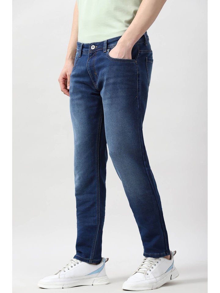 Peter England Men Blue Mid Wash Jeans