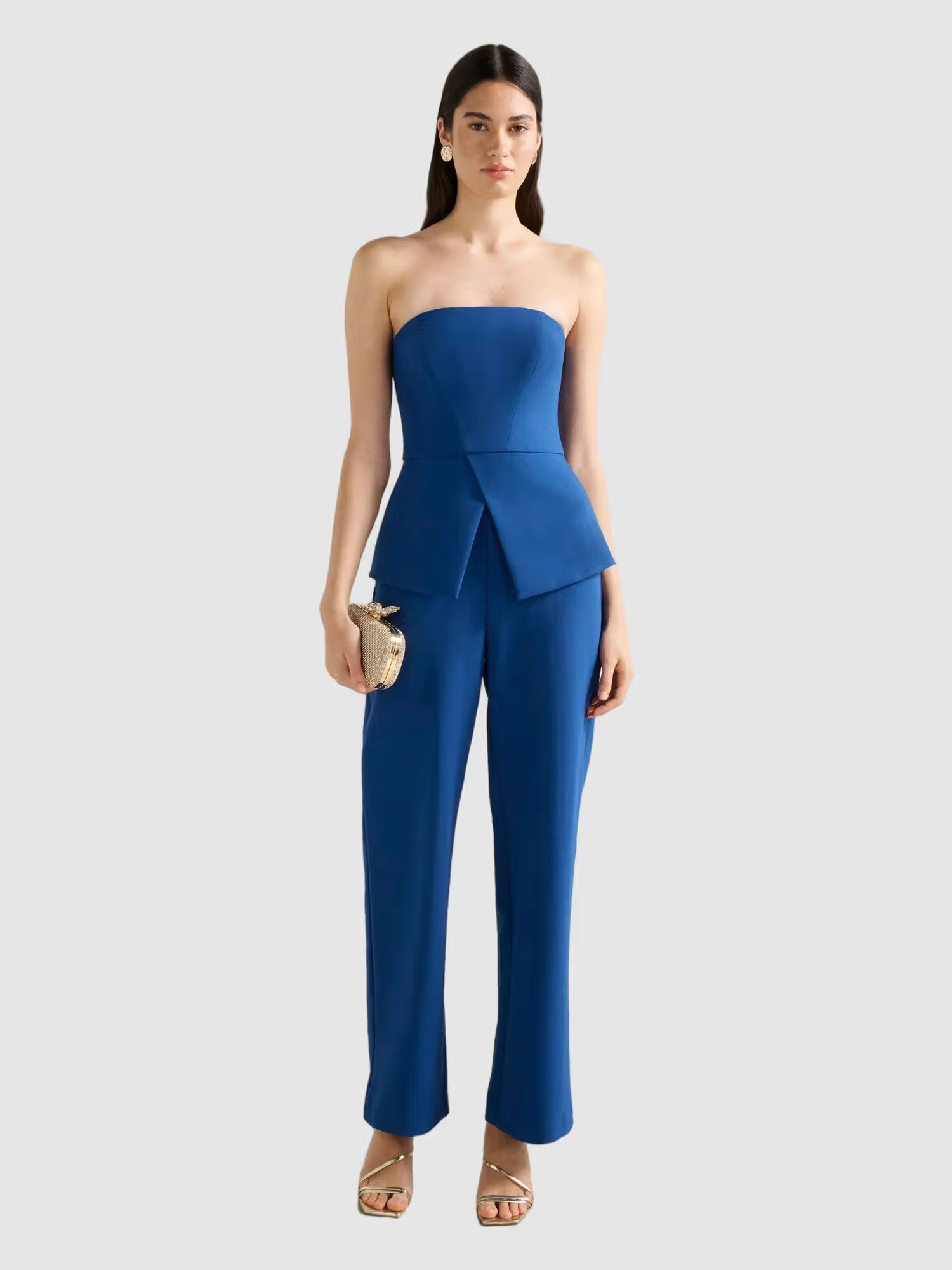 Blue Raye Strapless Jumpsuit