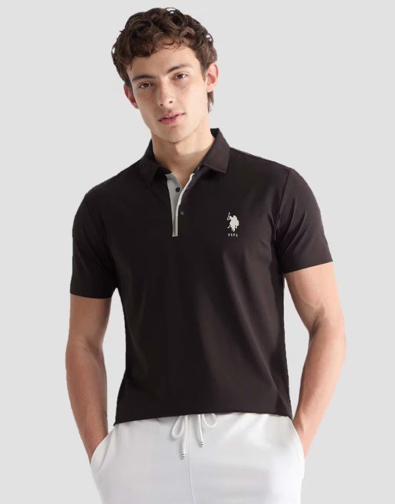 Men Brown Polyester Solid/Plain Polo T-Shirt