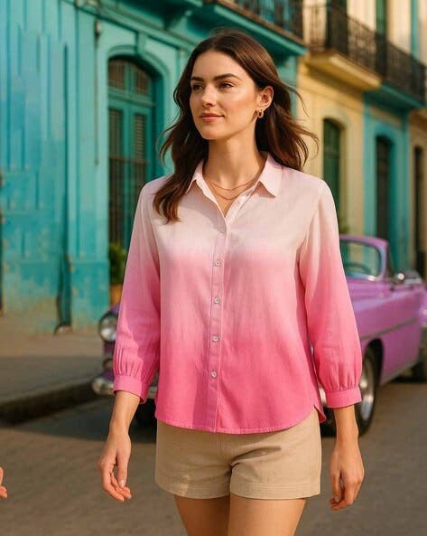 Women Ombre-Dyed Regular Fit Shirt