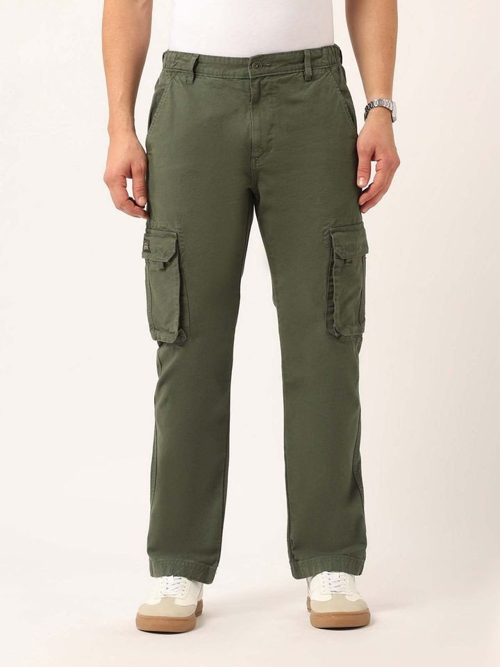 U.S. Polo Assn. Men Green Mid Rise Twill Straight Fit Cargo