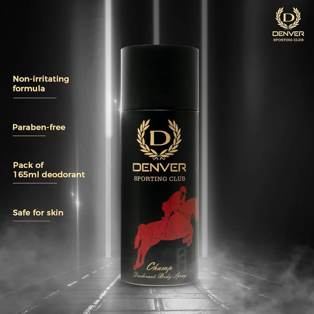 DENVER Sporting Club Champ Deo for Men - (165ML) | Long Lasting Deodorant Body Spray for Men