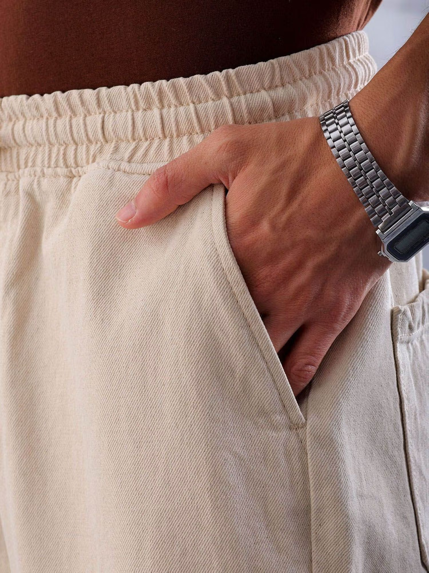 Off White Men Loose Fit Solid Mid-Rise Denim Pant