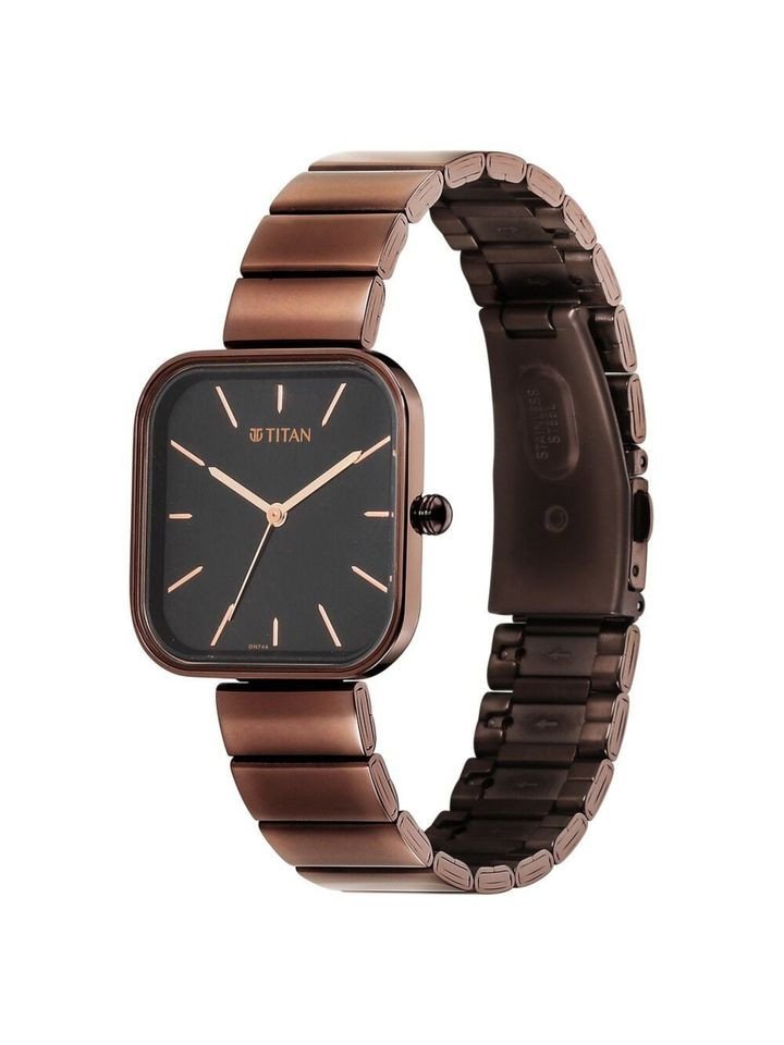 Titan Purple Stackable Quartz Analog Black Dial Watch for Women with Bracelet (M)