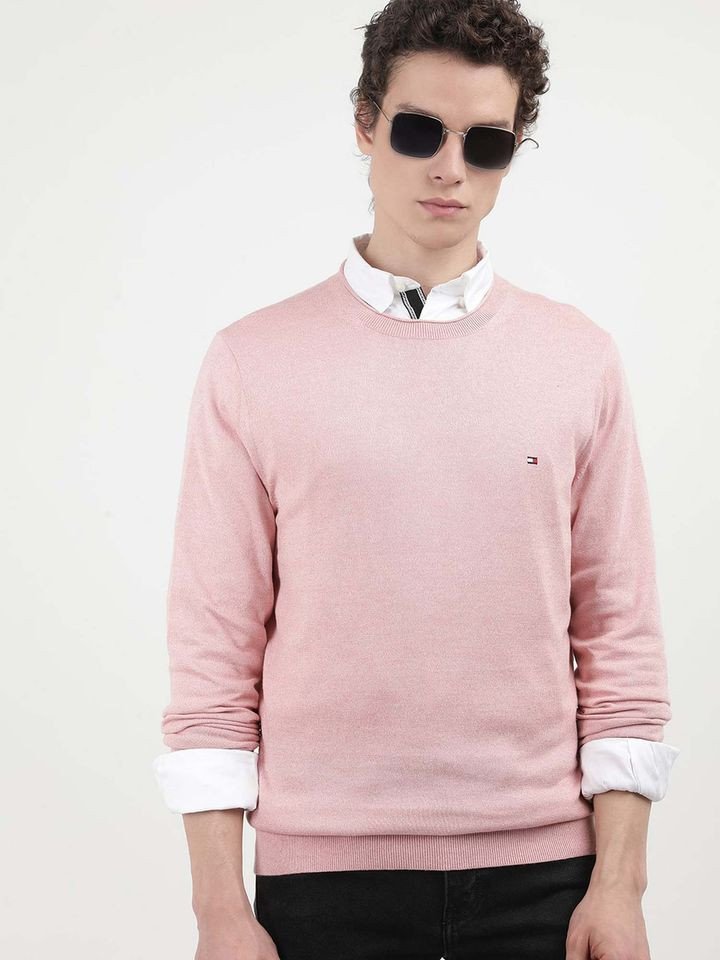 Tommy Hilfiger Mouline Organic Cotton Pink Sweater