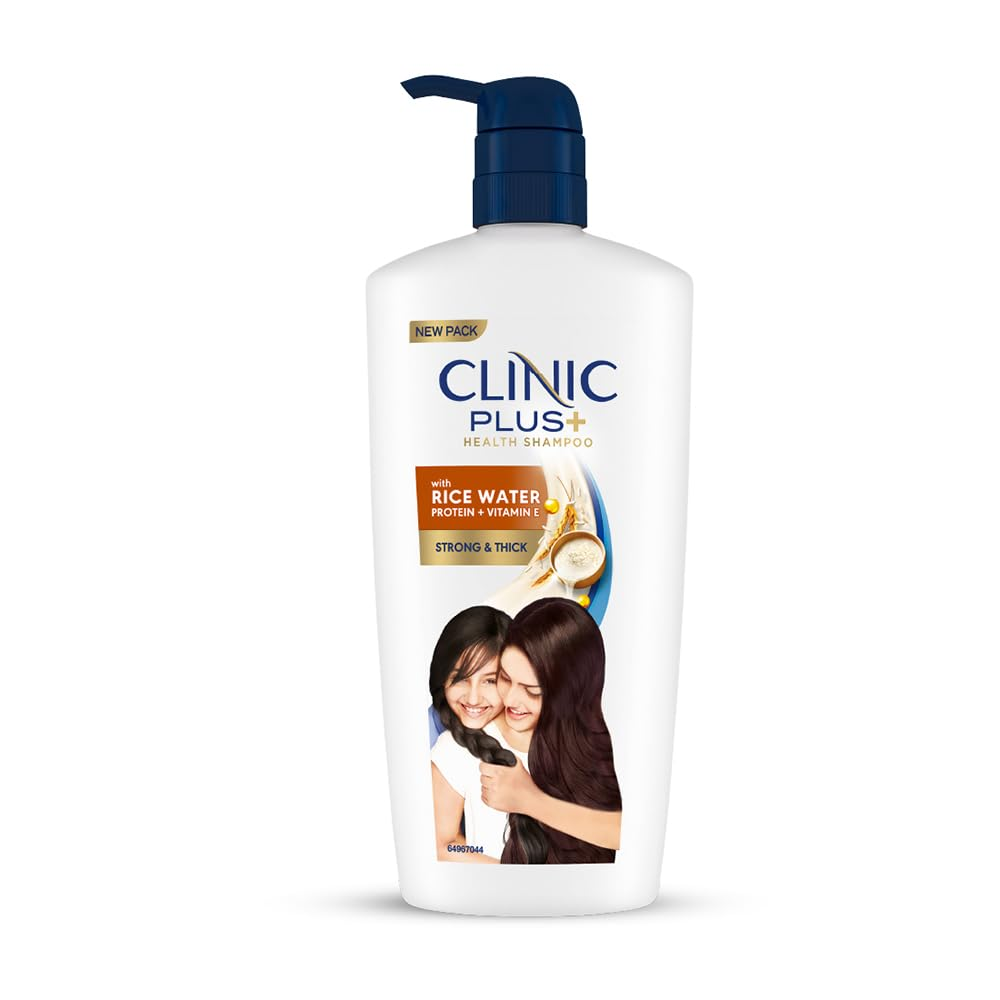 Clinic Plus Strong & Thick Shampoo with Rice Water, Protein + Vitamin E for Hair Strengthening, Breakage Reduction and Thicker Hair,650 ml