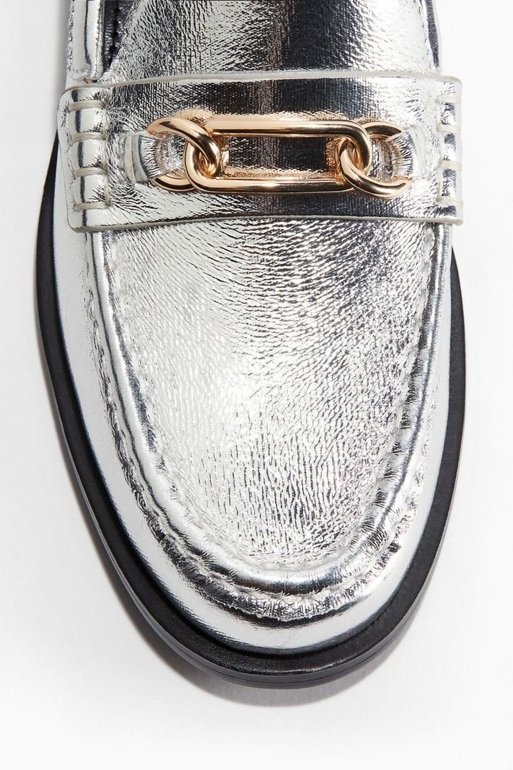 H&M Women Silver Loafers