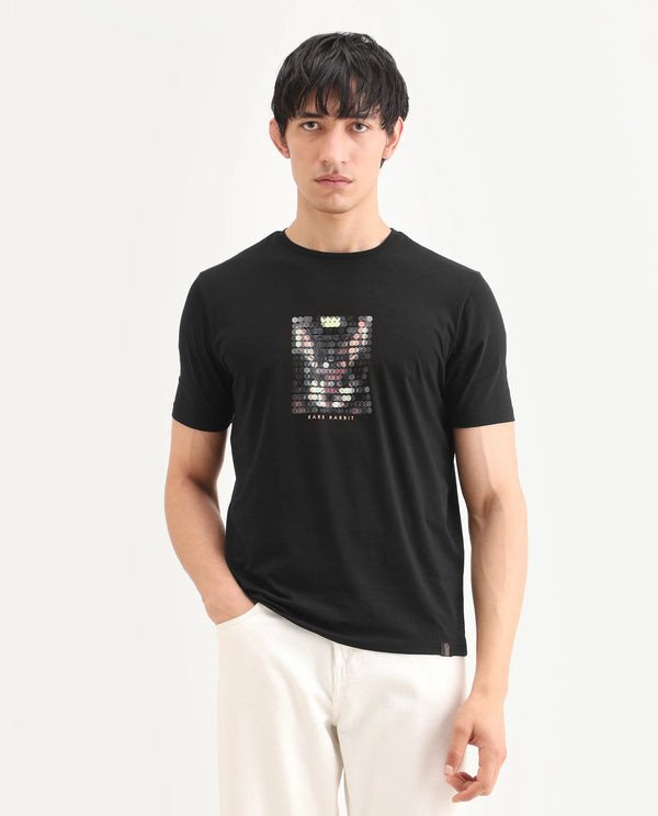 ICY - BLACK GRAPHIC PRINT REGULAR FIT T-SHIRT