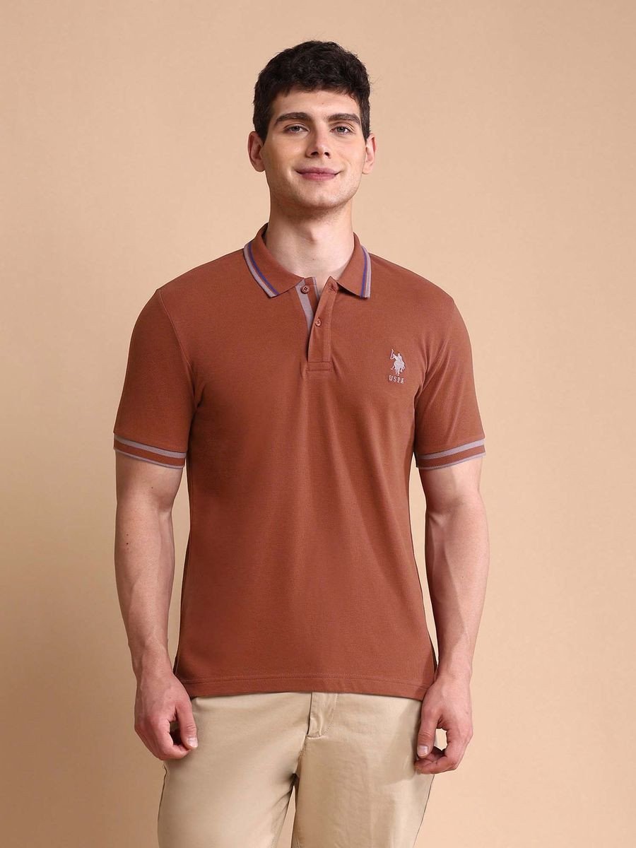 Rust Mens Pure Cotton Slim Fit Polo T-Shirt (M)