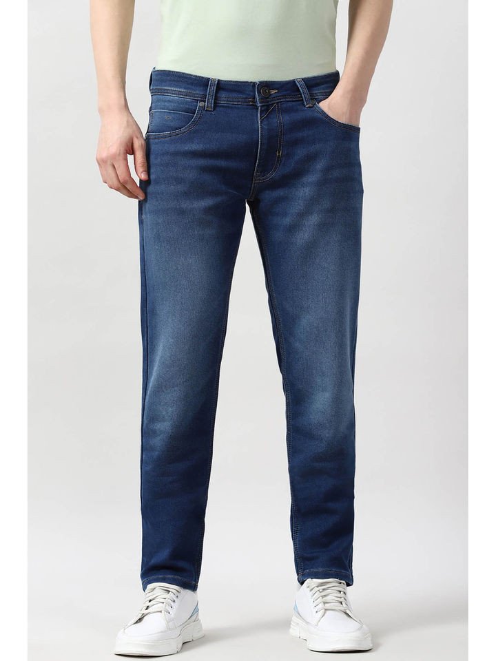 Peter England Men Blue Mid Wash Jeans