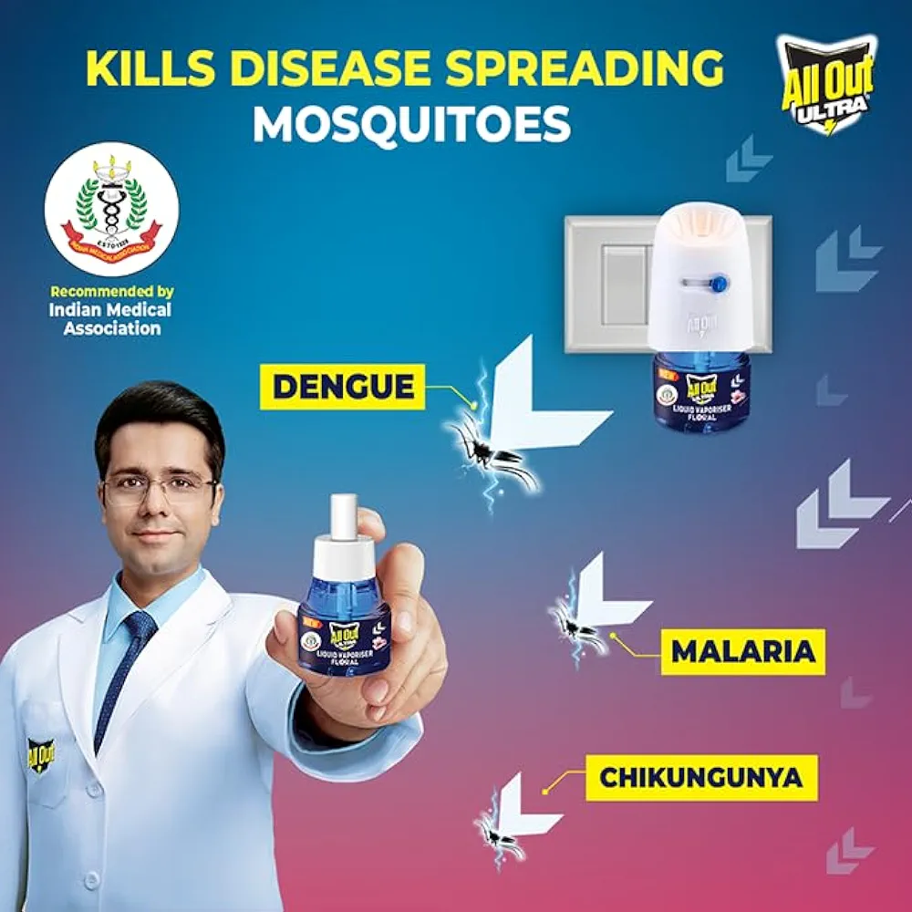 All Out Ultra Mosquito Repellant Refill, Floral Fragrance, 2 units