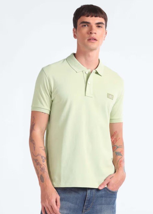 Green Solid Regular Polo T-Shirt